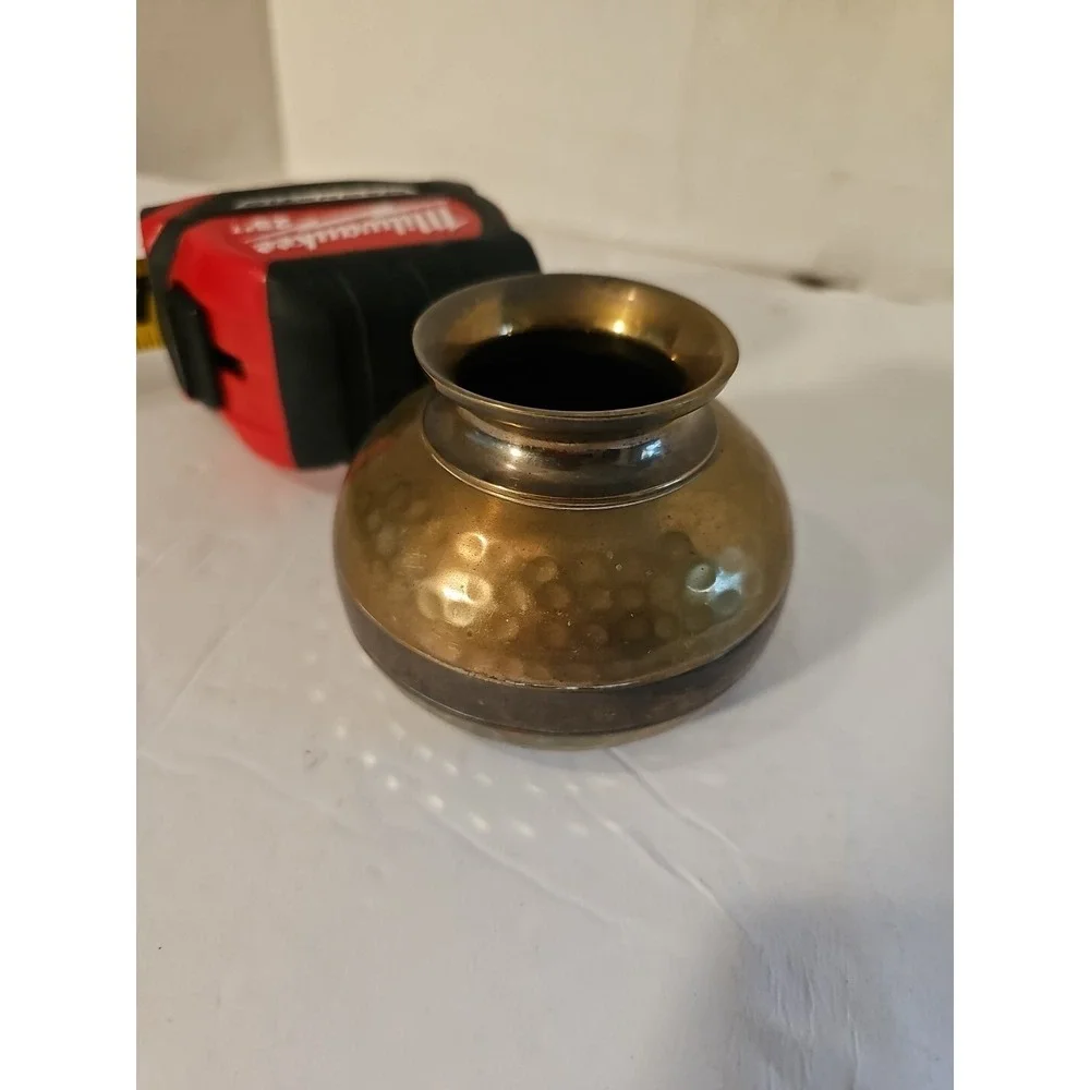 Vintage Gold Hammered Brass Heavy Small Bowl Holy Water?‎ Made In India 3 X 2